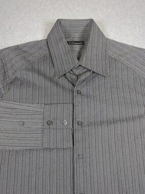 7 Diamonds Shirt Mens Medium Gray Striped Long Sleeve Casual Stretch Button Up